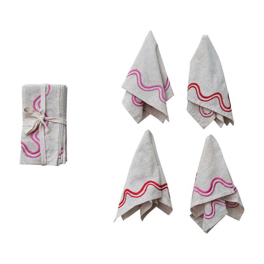 Cotton + Linen Napkins with Embroidery