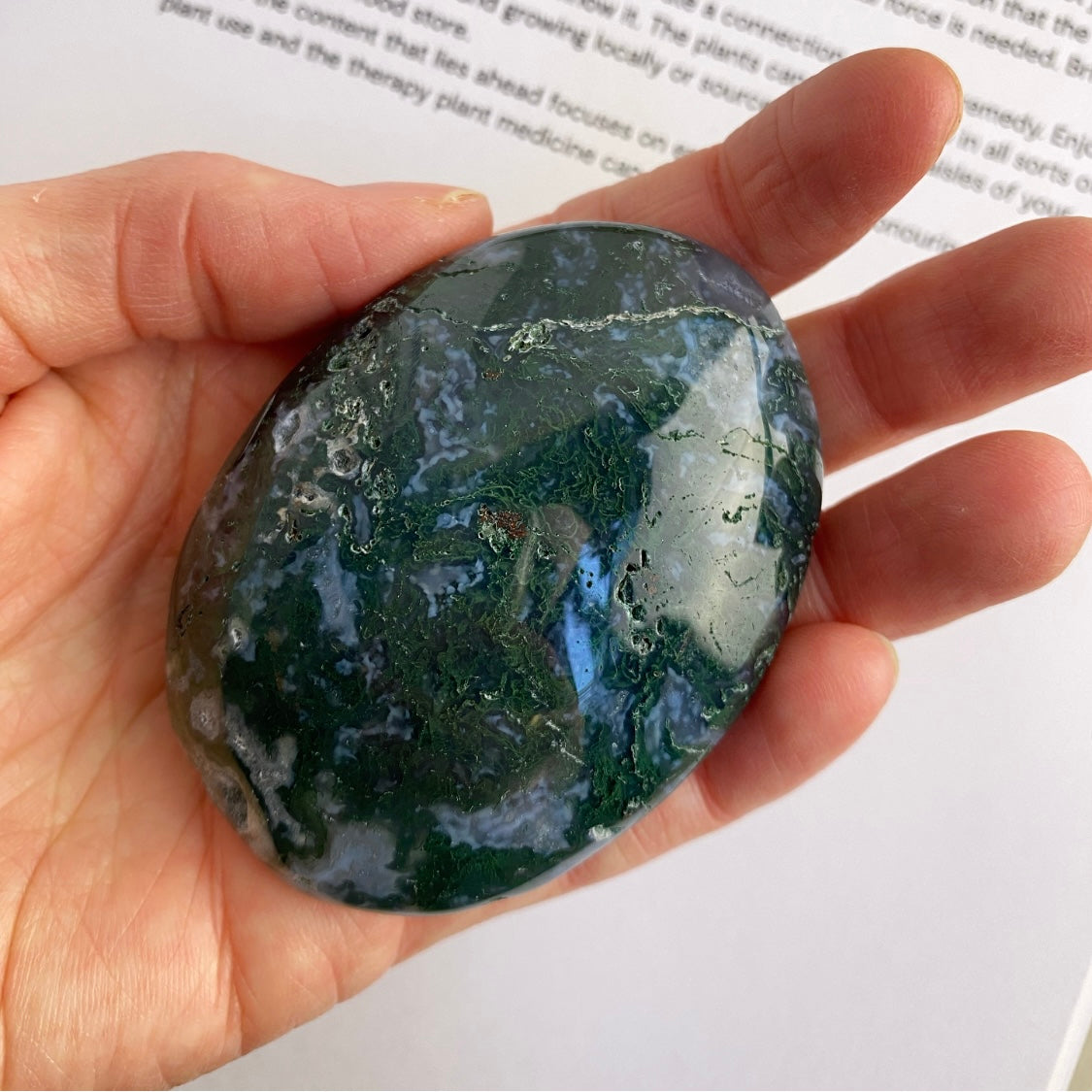 Moss Agate Palm Stone