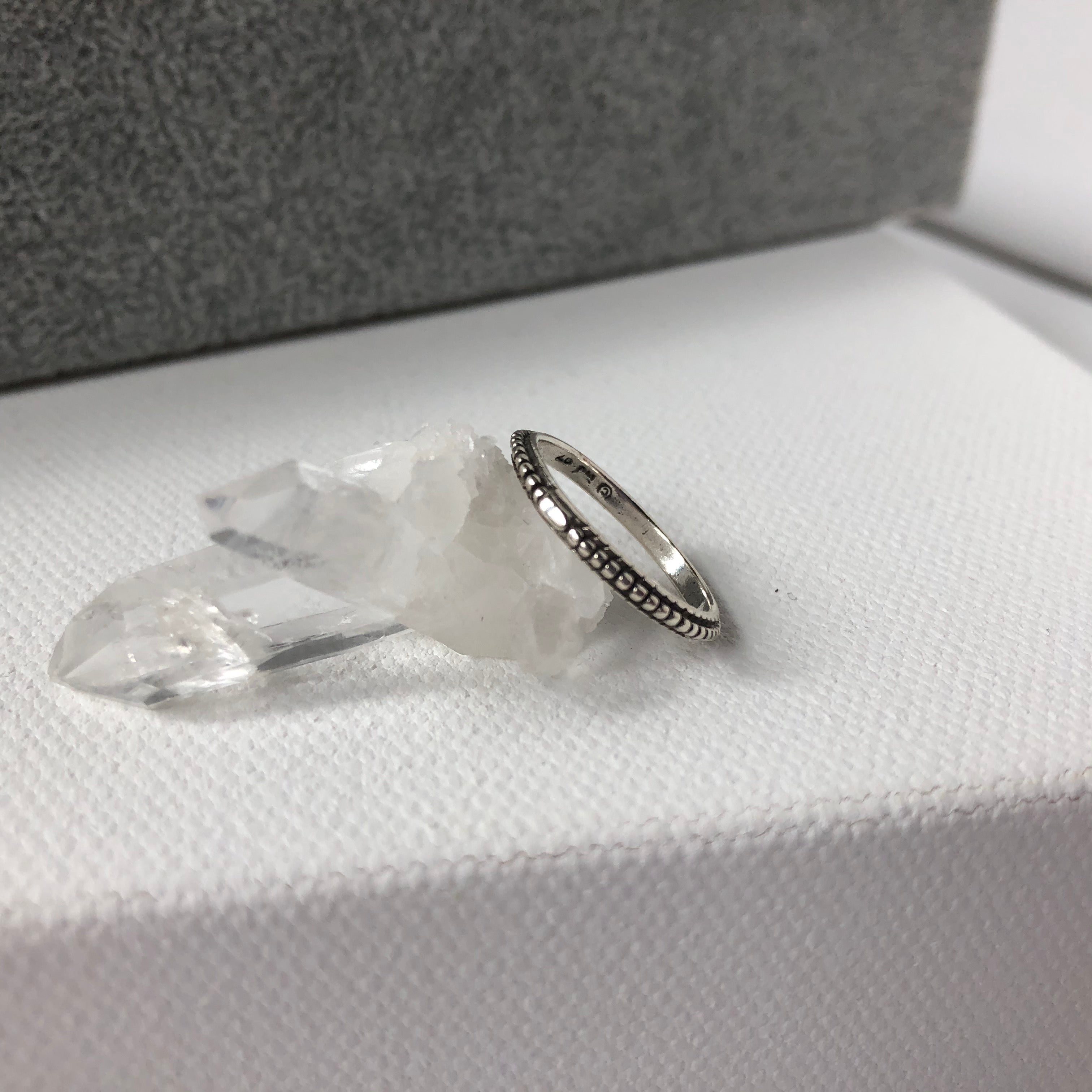 Beaded Ring With Black Detail | Sterling Silver