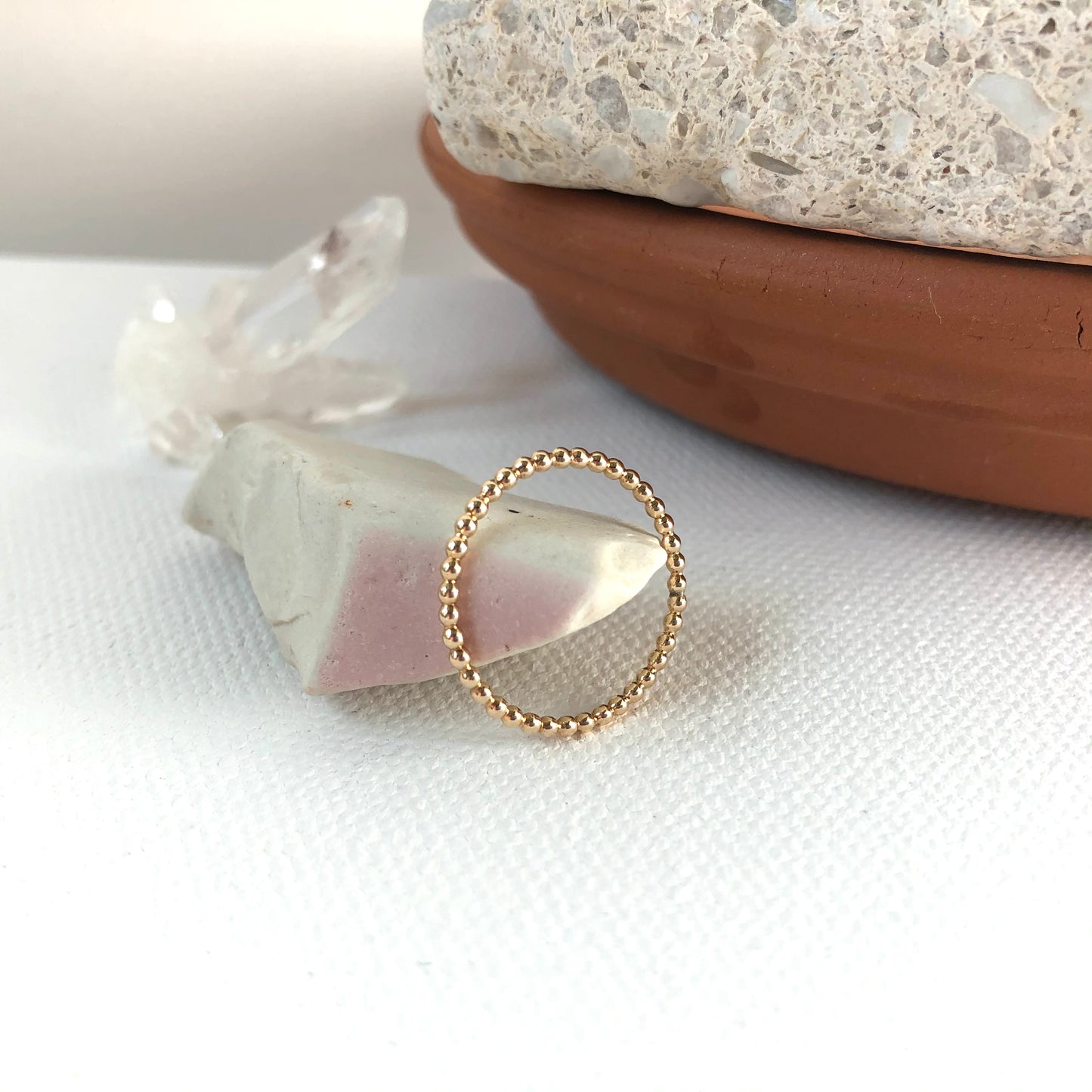 Gold Beaded Stacker Ring | 1.5mm