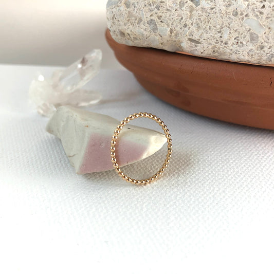 Gold Beaded Stacker Ring | 1.5mm
