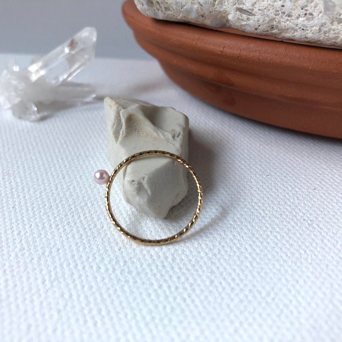 ROSIE | Pink Swarovski Pearl Ring | Gold Filled
