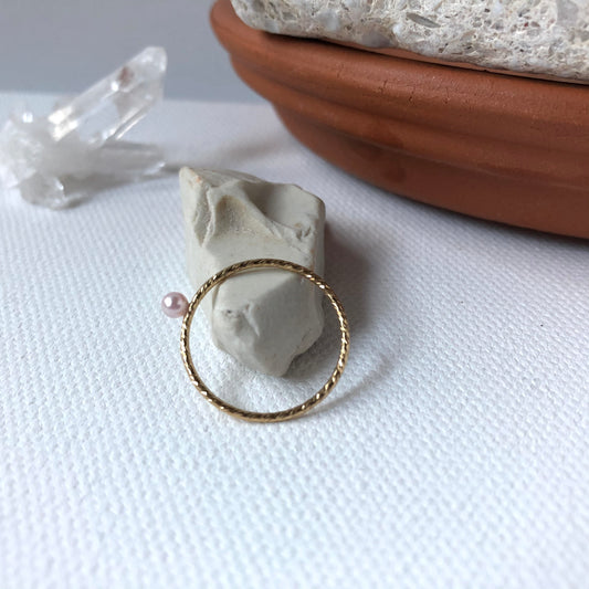 ROSIE | Pink Swarovski Pearl Ring | Gold Filled