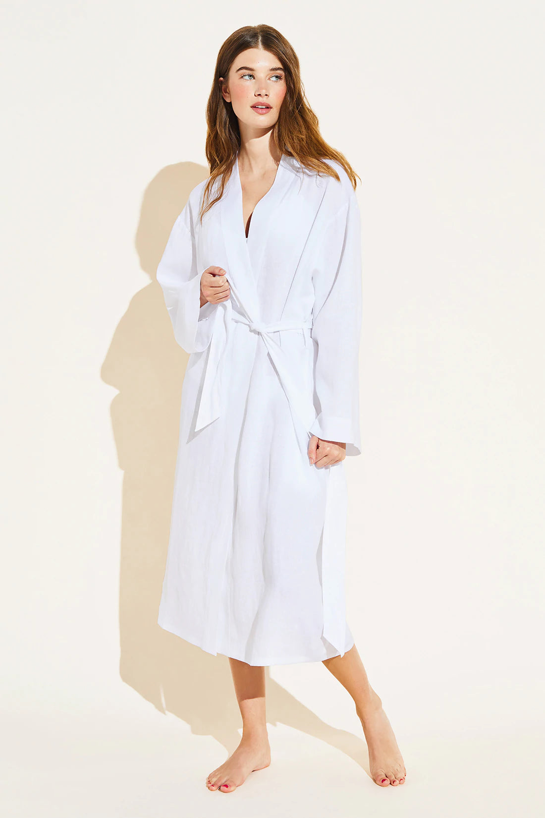 Linen Solid Long Robe