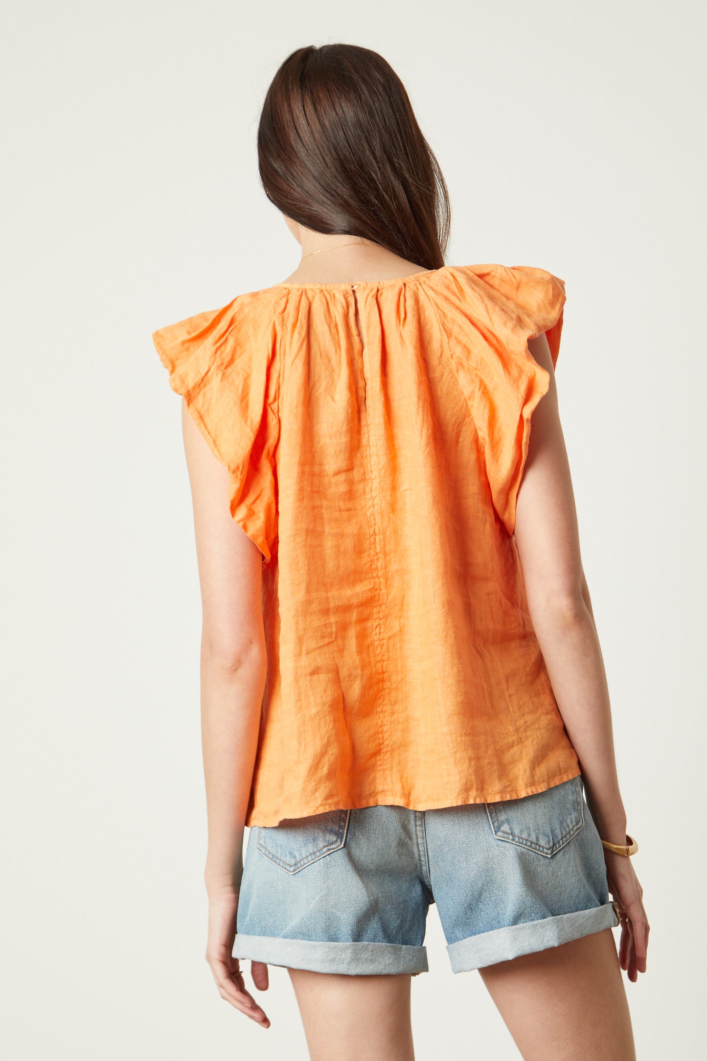 Ava | Woven Linen Flutter Sleeve