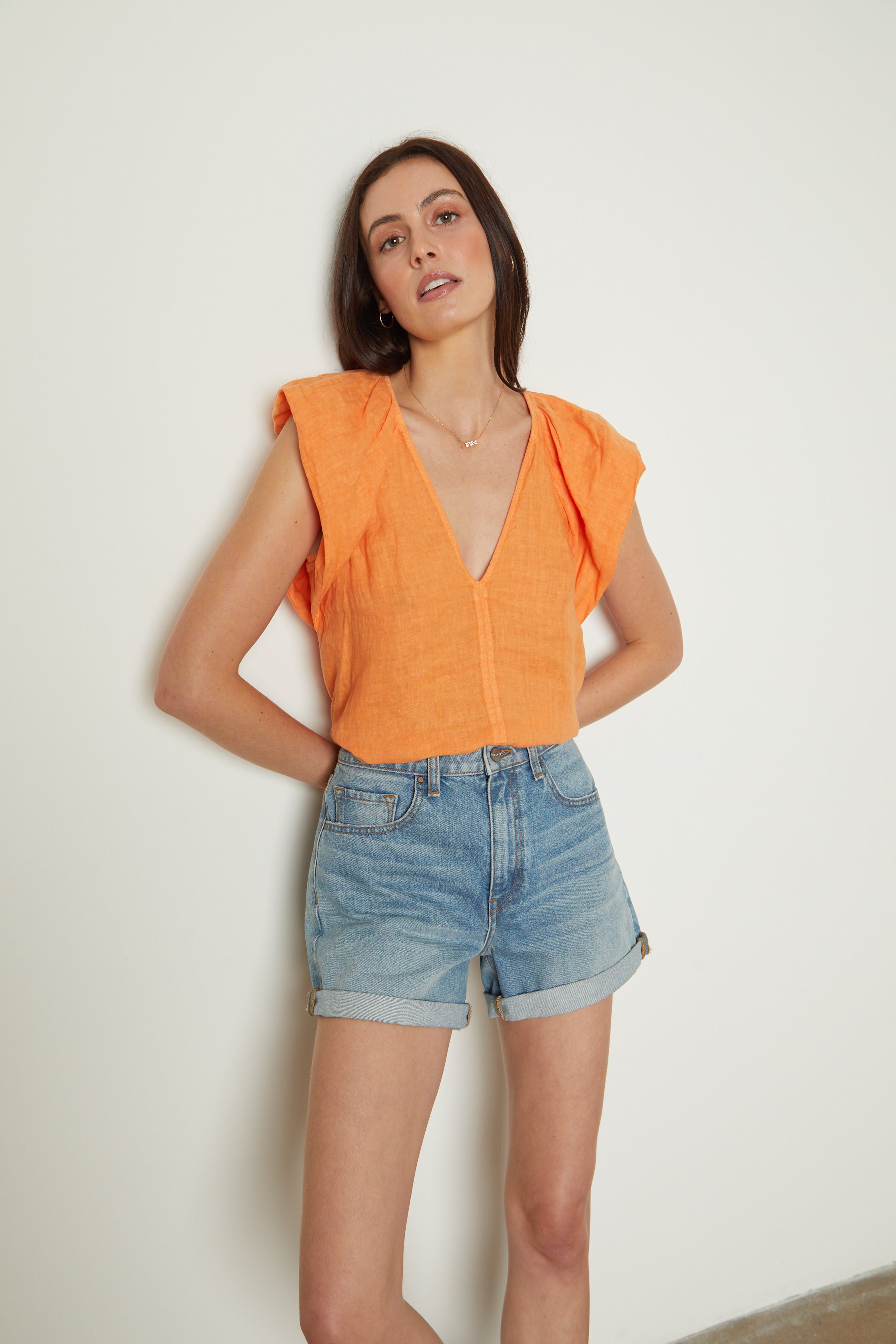 Ava | Woven Linen Flutter Sleeve